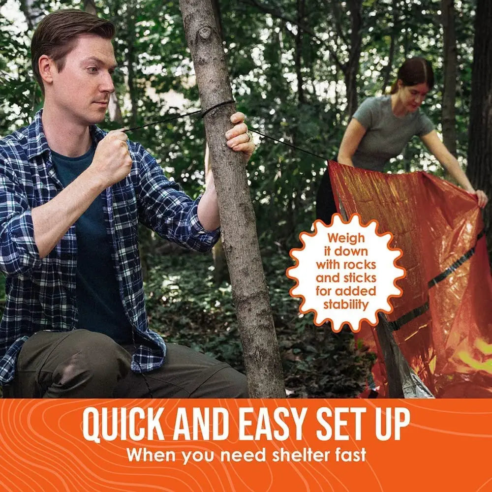 2-Person Emergency Shelter Bivy Kit – Waterproof Mylar Survival Tent & Thermal Blanket